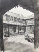 朱建路老師場(chǎng)景素描民居